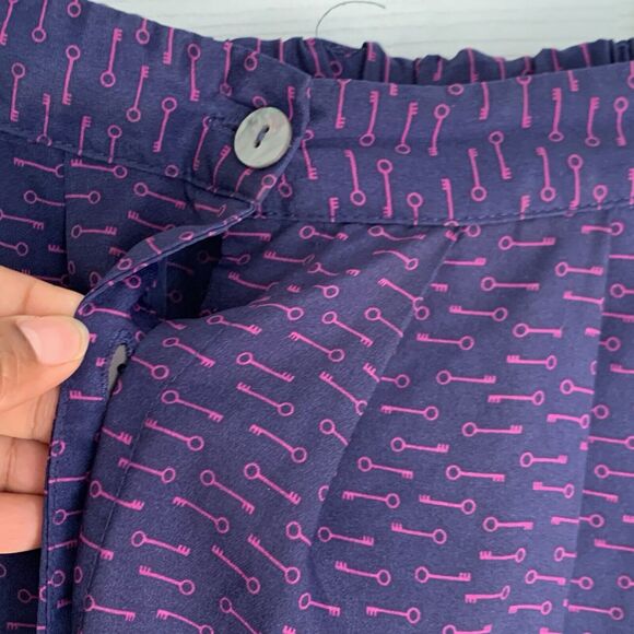 Xhilaration Skirt Large Blue With Purple Skeleton Keys button front belt loops - Picture 6 of 14